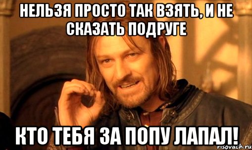 Нельзя просто так взять, и не сказать подруге кто тебя за попу лапал!, Мем Нельзя просто так взять и (Боромир мем)