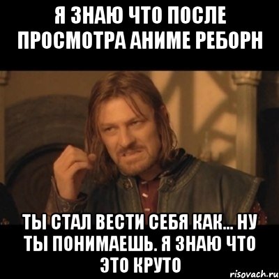 я знаю что после просмотра аниме реборн ты стал вести себя как... ну ты понимаешь. я знаю что это круто, Мем Нельзя просто взять