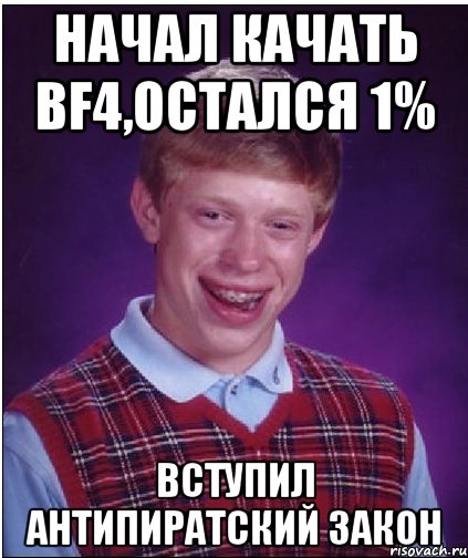 начал качать bf4,остался 1% вступил антипиратский закон, Мем Неудачник Брайан