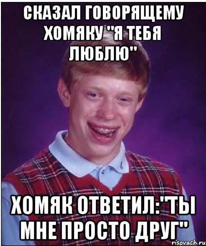 Сказал говорящему хомяку "Я тебя люблю" Хомяк ответил:"Ты мне просто друг", Мем Неудачник Брайан