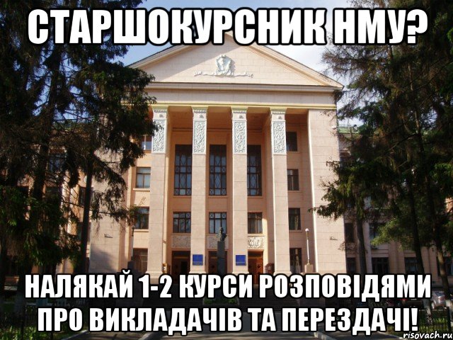 Старшокурсник НМУ? Налякай 1-2 курси розповідями про викладачів та перездачі!