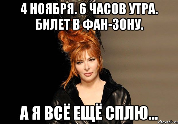 4 ноября. 6 часов утра. билет в фан-зону. а я всё ещё сплю...
