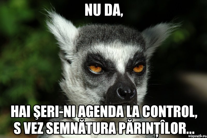 Nu da, hai şeri-ni agenda la control, s vez semnătura părinţîlor...