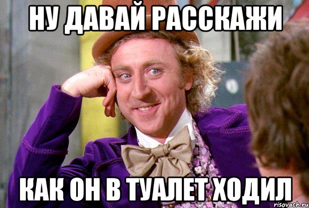 ну давай расскажи как он в туалет ходил, Мем Ну давай расскажи (Вилли Вонка)