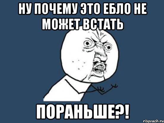 ну почему это ебло не может встать пораньше?!, Мем Ну почему