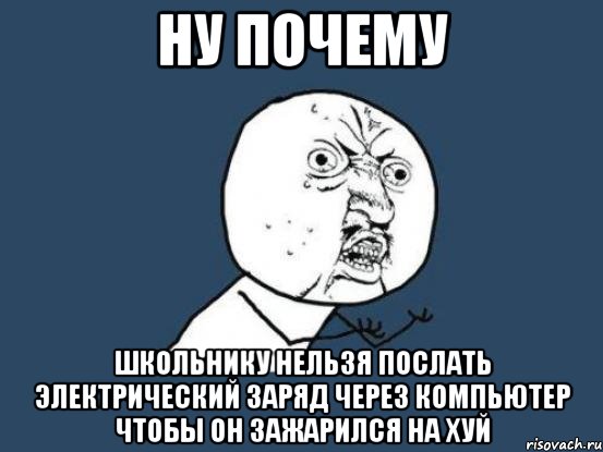 ну почему школьнику нельзя послать электрический заряд через компьютер чтобы он зажарился на хуй, Мем Ну почему