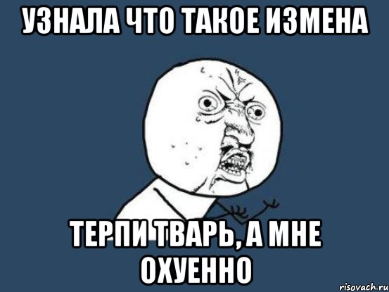 узнала что такое измена терпи тварь, а мне охуенно, Мем Ну почему