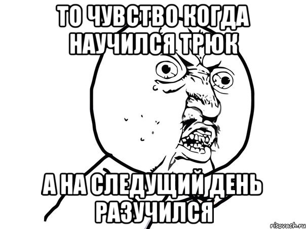 то чувство когда научился трюк а на следущий день разучился, Мем Ну почему (белый фон)