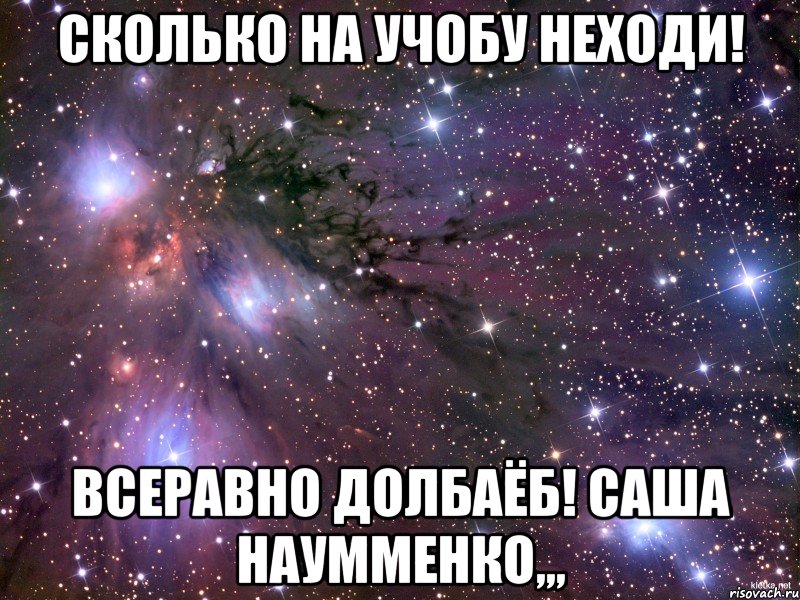 сколько на учобу неходи! всеравно долбаёб! саша наумменко,,,, Мем Космос