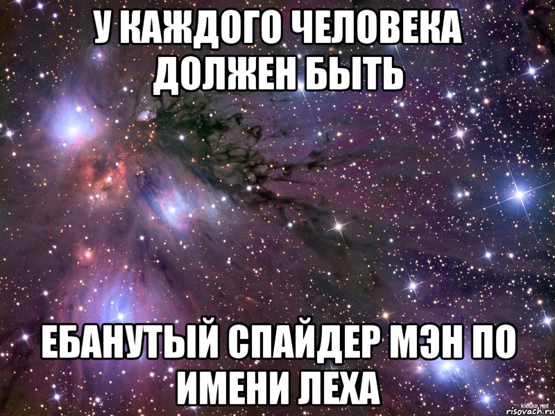 у каждого человека должен быть ебанутый спайдер мэн по имени леха, Мем Космос