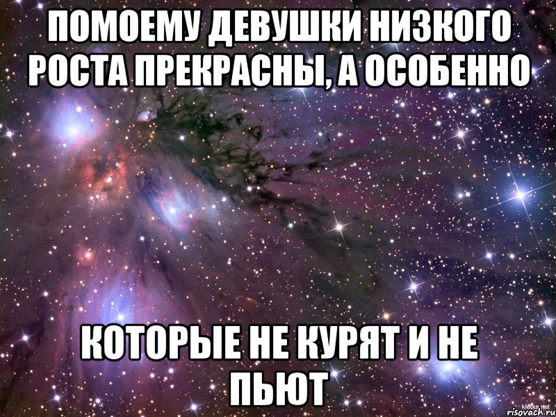 помоему девушки низкого роста прекрасны, а особенно которые не курят и не пьют, Мем Космос