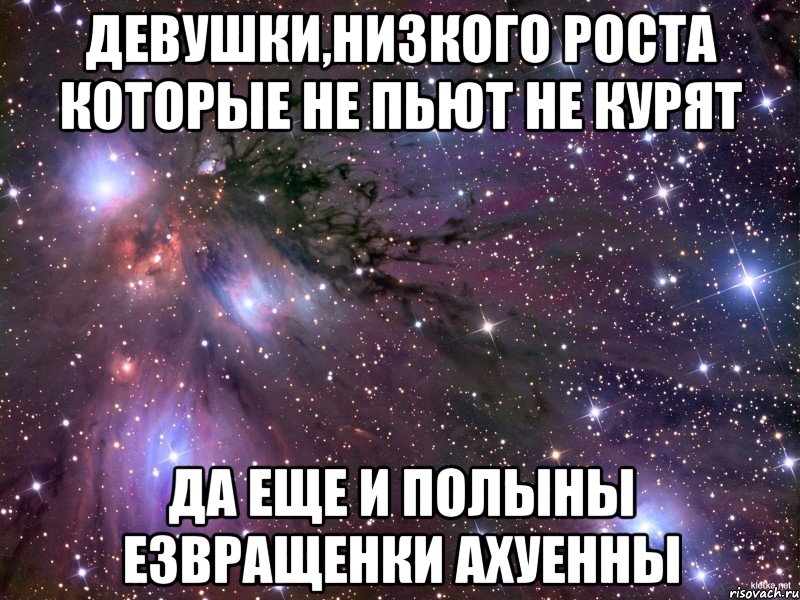 Девушки,низкого роста которые не пьют не курят Да еще и полыны езвращенки АХУЕННЫ, Мем Космос