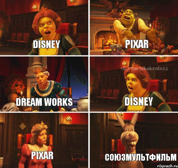 Disney Pixar Dream works Disney Pixar Союзмультфильм, Комикс  Шрек Фиона Гарольд Осел