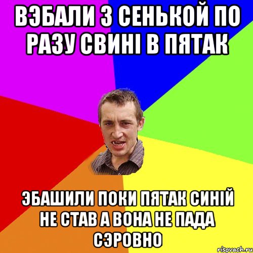 вэбали з сенькой по разу свині в пятак эбашили поки пятак синій не став а вона не пада сэровно, Мем Чоткий паца