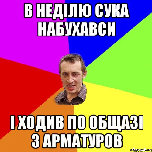 в неділю сука набухавси і ходив по общазі з арматуров, Мем Чоткий паца