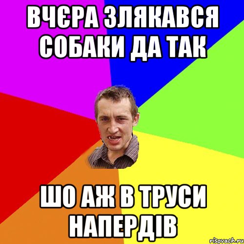 вчєра злякався собаки да так шо аж в труси напердів, Мем Чоткий паца