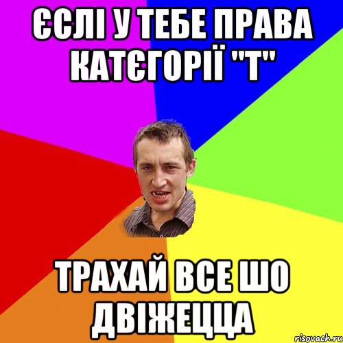 єслі у тебе права катєгорії "т" трахай все шо двіжецца, Мем Чоткий паца