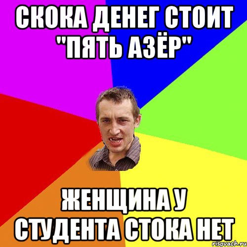 Скока денег стоит "пять азёр" Женщина у студента стока нет, Мем Чоткий паца