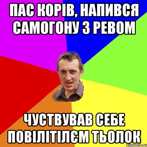 пас корів, напився самогону з ревом чуствував себе повілітілєм тьолок, Мем Чоткий паца