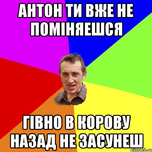 Антон ти вже не поміняешся гівно в корову назад не засунеш, Мем Чоткий паца