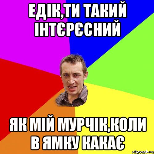 Едік,ти такий інтєрєсний Як мій мурчік,коли в ямку какає, Мем Чоткий паца