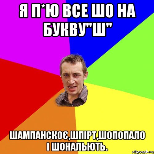 Я п*ю все шо на букву"Ш" Шампанскоє,шпірт,шопопало і шональють., Мем Чоткий паца