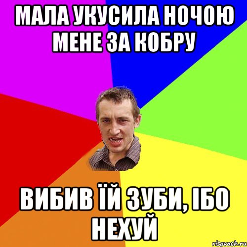 мала укусила ночою мене за кобру вибив їй зуби, ібо нехуй, Мем Чоткий паца