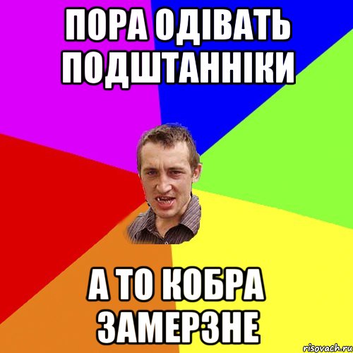 пора одівать подштанніки а то кобра замерзне, Мем Чоткий паца