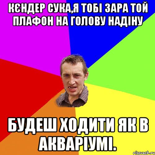 Кєндер сука,я тобі зара той плафон на голову надіну будеш ходити як в акваріумі., Мем Чоткий паца