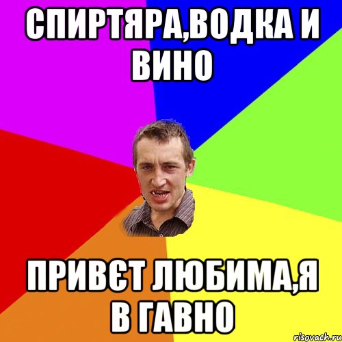 спиртяра,водка и вино привєт любима,я в гавно, Мем Чоткий паца