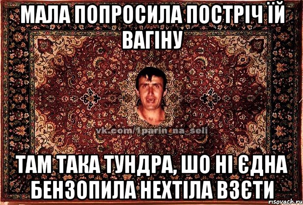 мала попросила постріч їй вагіну там така тундра, шо ні єдна бензопила нехтіла взєти, Мем Парнь на сел