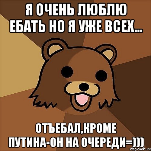 Я ОЧЕНЬ ЛЮБЛЮ ЕБАТЬ НО Я УЖЕ ВСЕХ... ОТЪЕБАЛ,КРОМЕ ПУТИНА-ОН НА ОЧЕРЕДИ=))), Мем Педобир