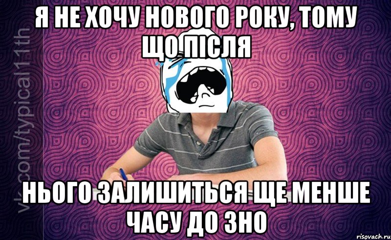 я не хочу нового року, тому що після нього залишиться ще менше часу до ЗНО
