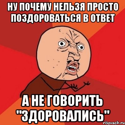 ну почему нельзя просто поздороваться в ответ а не говорить "здоровались", Мем Почему