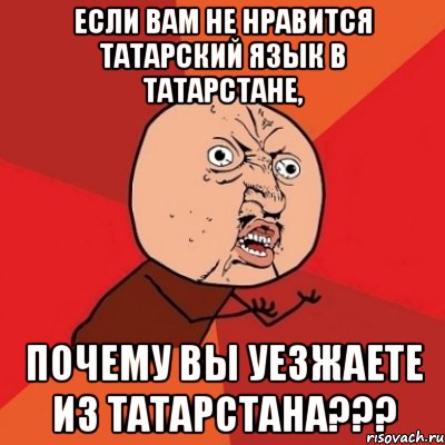 Если Вам не нравится татарский язык в Татарстане, почему Вы уезжаете из Татарстана???, Мем Почему