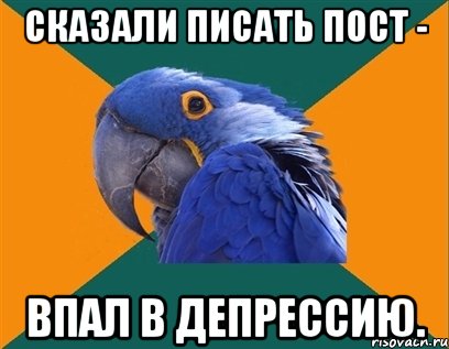 сказали писать пост - впал в депрессию., Мем Попугай параноик