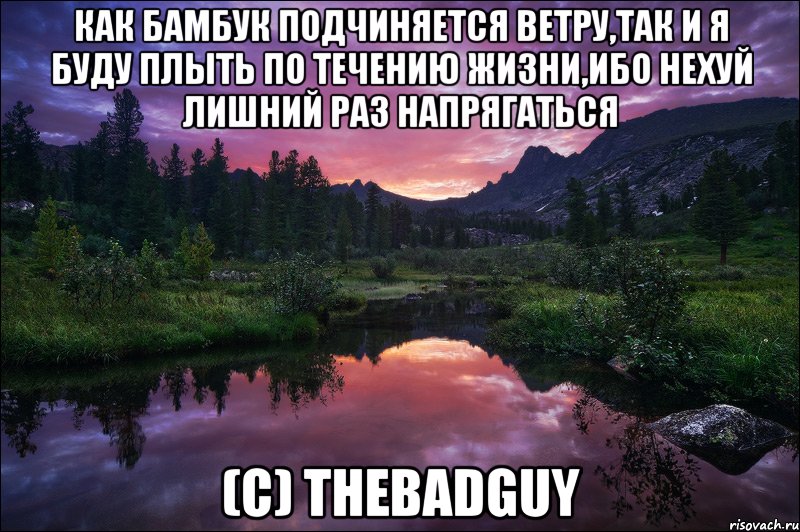 Как бамбук подчиняется ветру,так и я буду плыть по течению жизни,ибо нехуй лишний раз напрягаться (с) TheBadGuy, Мем про девушек