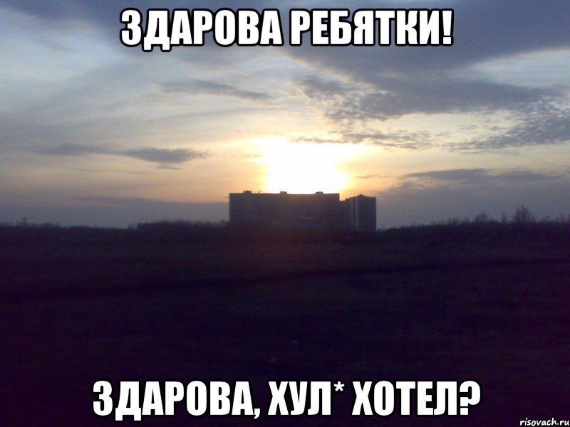 Здарова ребятки! Здарова, хул* хотел?