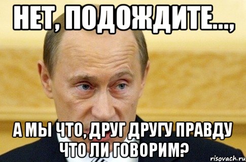 нет, подождите..., а мы что, друг другу правду что ли говорим?, Мем путин