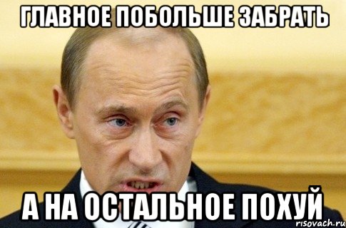 Главное побольше забрать а на остальное похуй, Мем путин