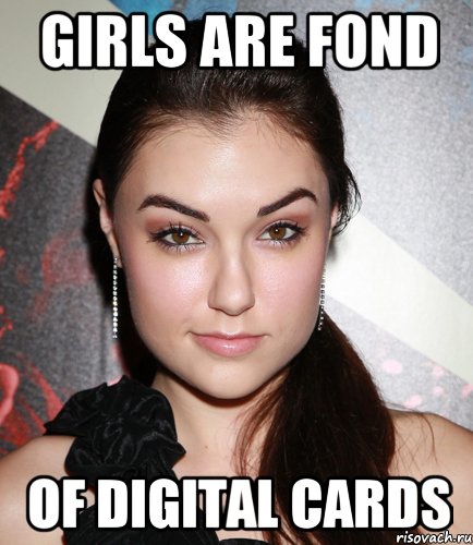 Girls are fond of digital cards, Мем  Саша Грей улыбается