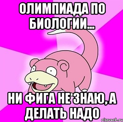 Олимпиада по биологии... Ни фига не знаю, а делать надо, Мем слоупок