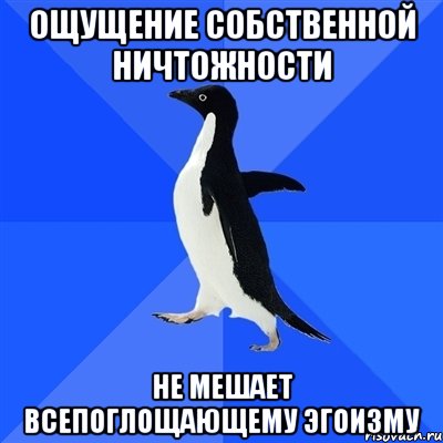 ощущение собственной ничтожности не мешает всепоглощающему эгоизму, Мем  Социально-неуклюжий пингвин