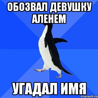 обозвал девушку аленем угадал имя, Мем  Социально-неуклюжий пингвин