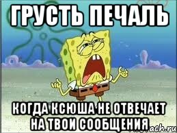 грусть печаль когда ксюша не отвечает на твои сообщения, Мем Спанч Боб плачет