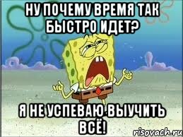 ну почему время так быстро идет? я не успеваю выучить всё!, Мем Спанч Боб плачет