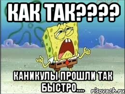 Как так???? Каникулы прошли так быстро...., Мем Спанч Боб плачет