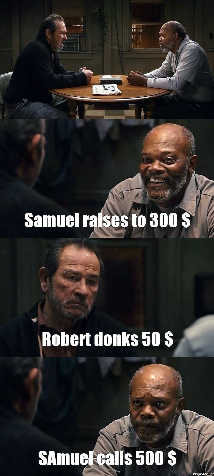  Samuel raises to 300 $ Robert donks 50 $ SAmuel calls 500 $, Комикс The Sunset Limited