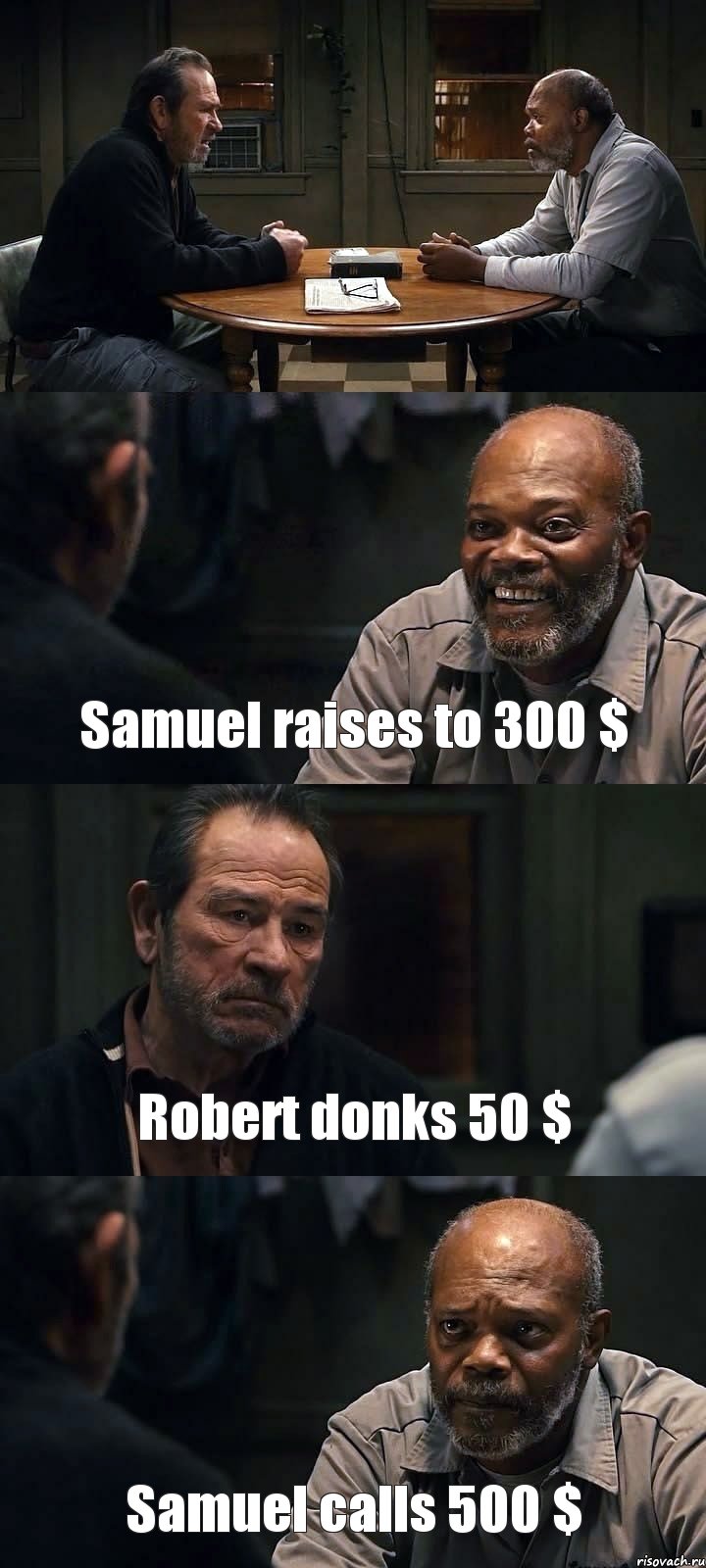  Samuel raises to 300 $ Robert donks 50 $ Samuel calls 500 $, Комикс The Sunset Limited