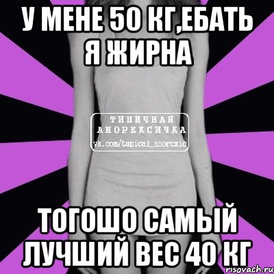 у мене 50 кг,ебать я жирна тогошо самый лучший вес 40 кг, Мем Типичная анорексичка